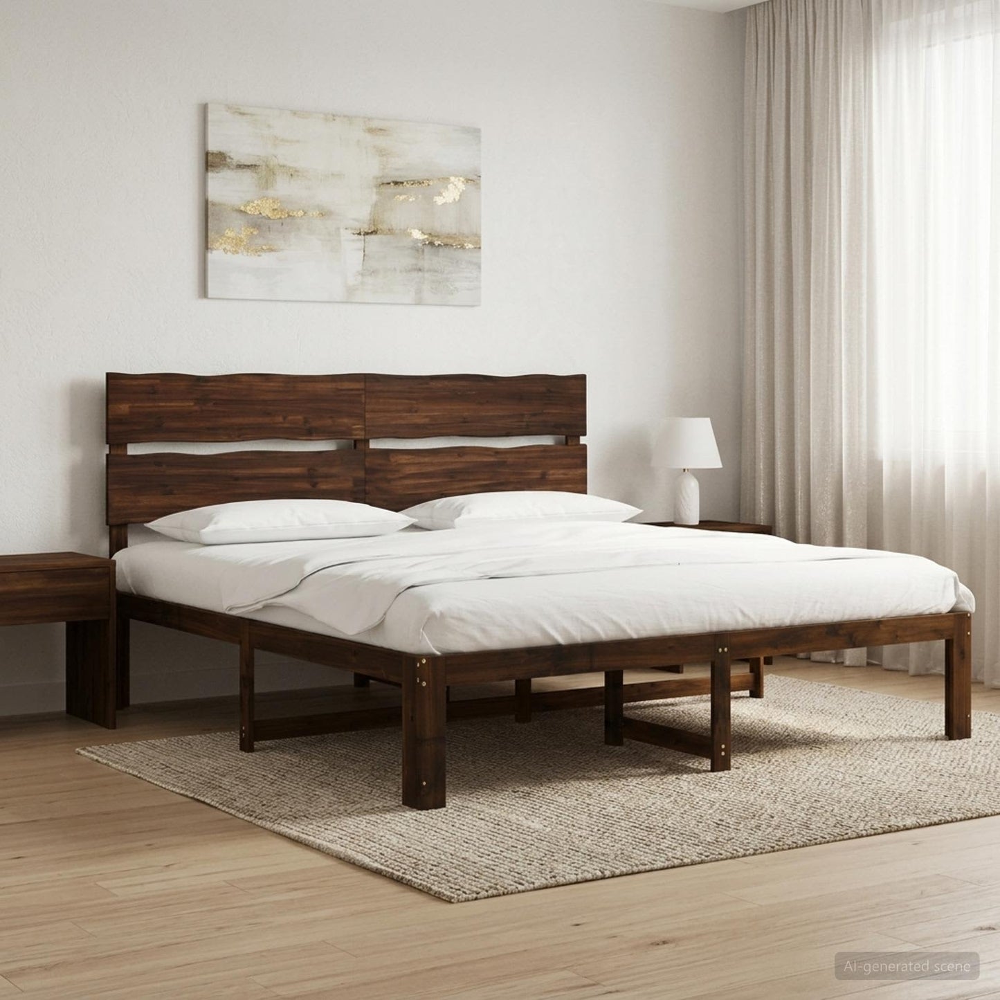 Dupla ágykeret fejtámlával ROSTOCK Sötét Barna 180 x 200 cm