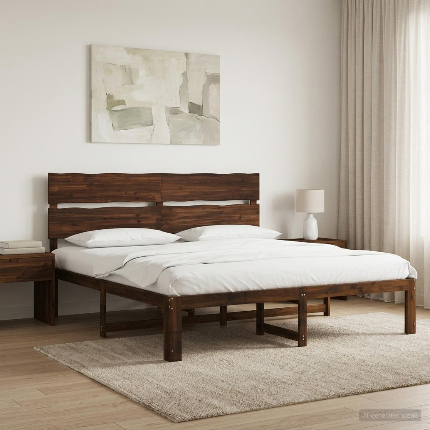 Dupla ágykeret fejtámlával ROSTOCK Sötét Barna 200 x 200 cm
