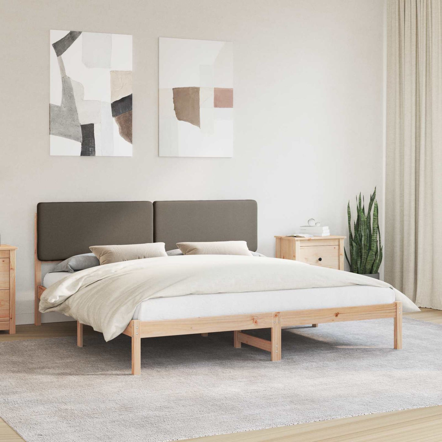 Ágykeret Kárpitozott Fejtámlával Tópszínű 200 x 200 cm
