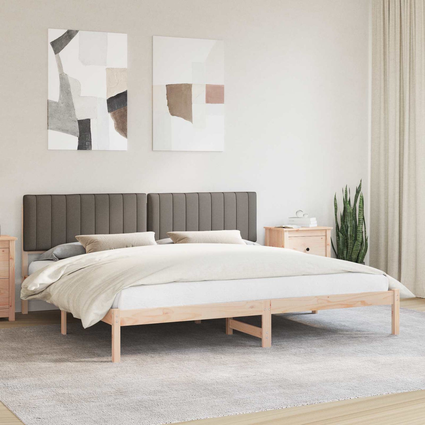 Ágykeret Kárpitozott Fejtámlával Tópszínű 200 x 200 cm
