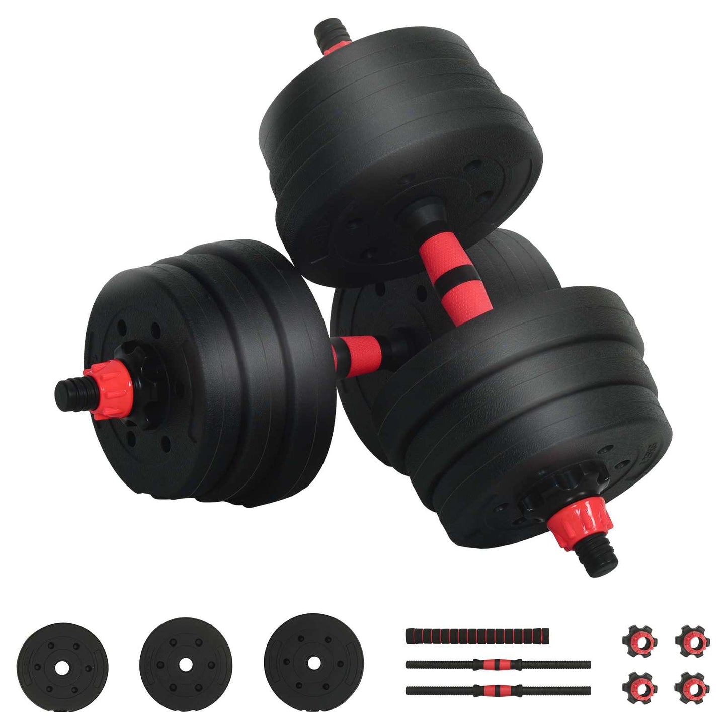 2 az 1-ben Kettlebell és Súlyzó Készlet 20 kg Fekete és piros
