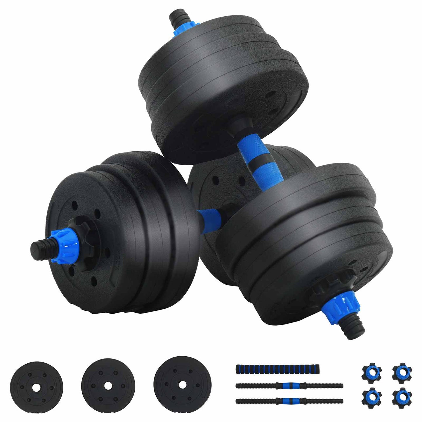 2 az 1-ben Kettlebell és Súlyzó Készlet 20 kg Fekete és Kék