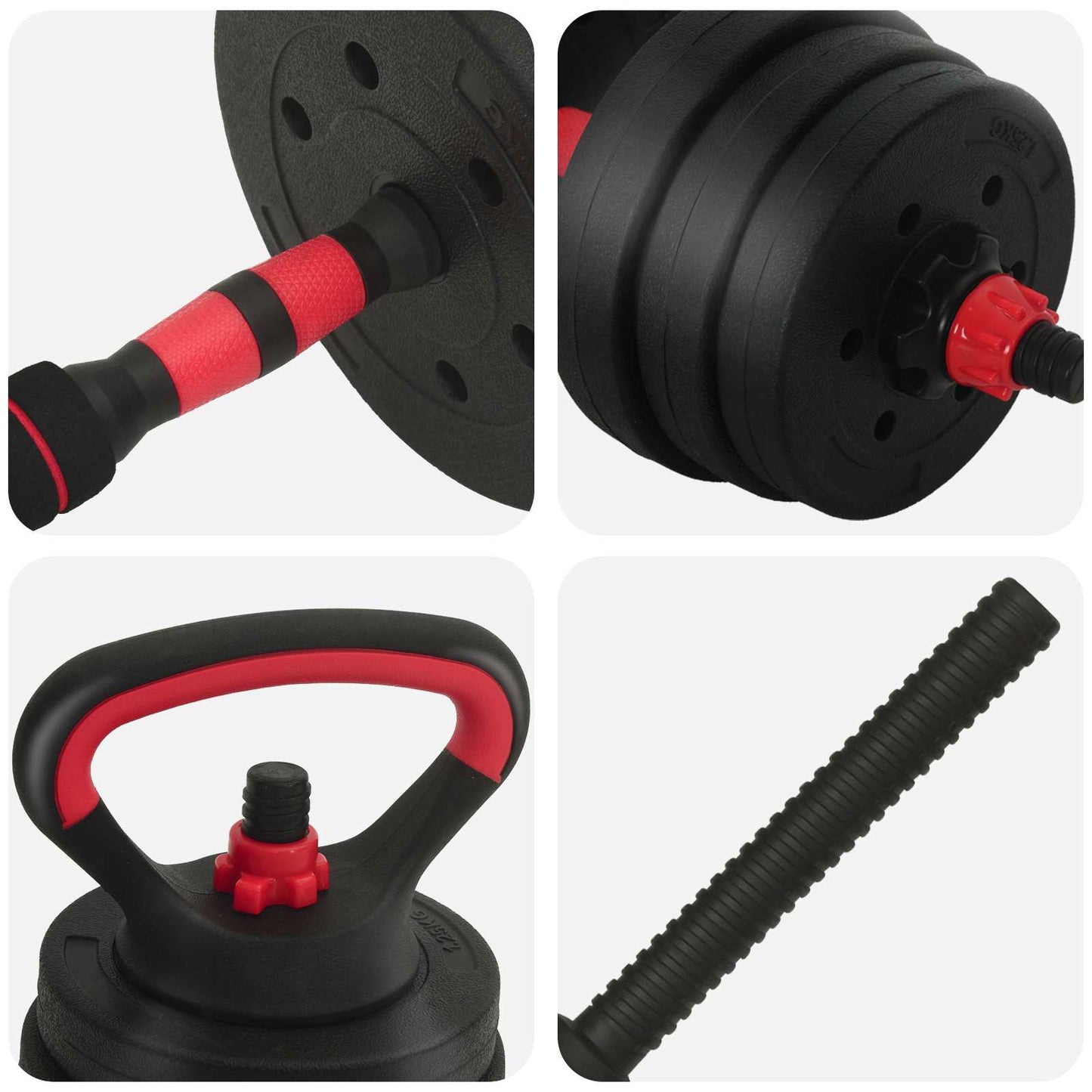 4 az 1-ben súlyzó, rúd és kettlebell szett 20 kg