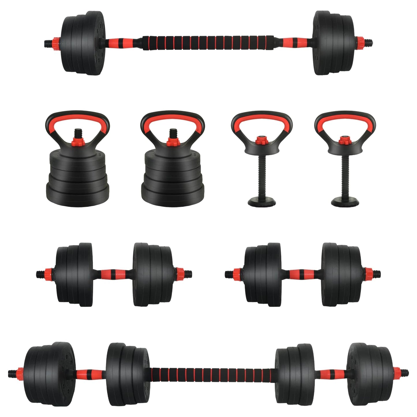 4 az 1-ben súlyzó, rúd és kettlebell szett 20 kg