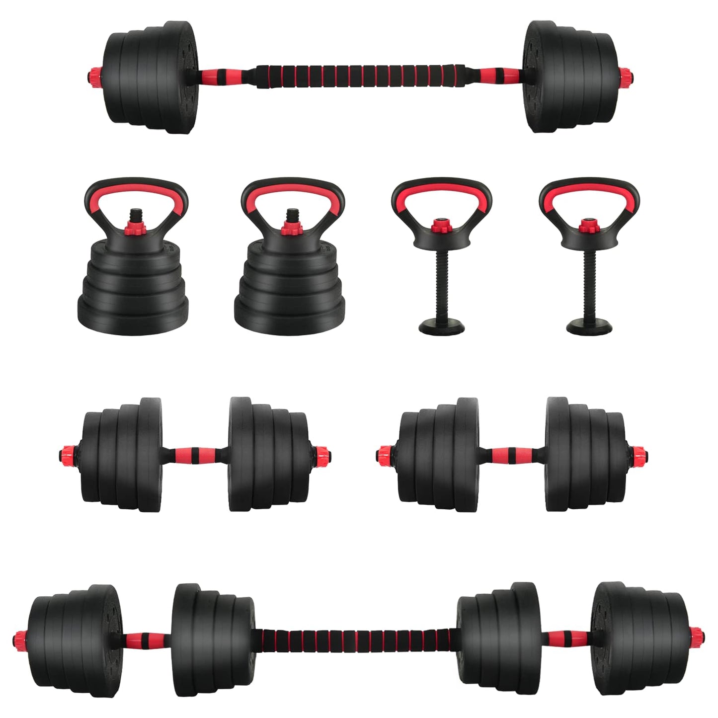 4 az 1-ben súlyzó, rúd és kettlebell szett 30 kg