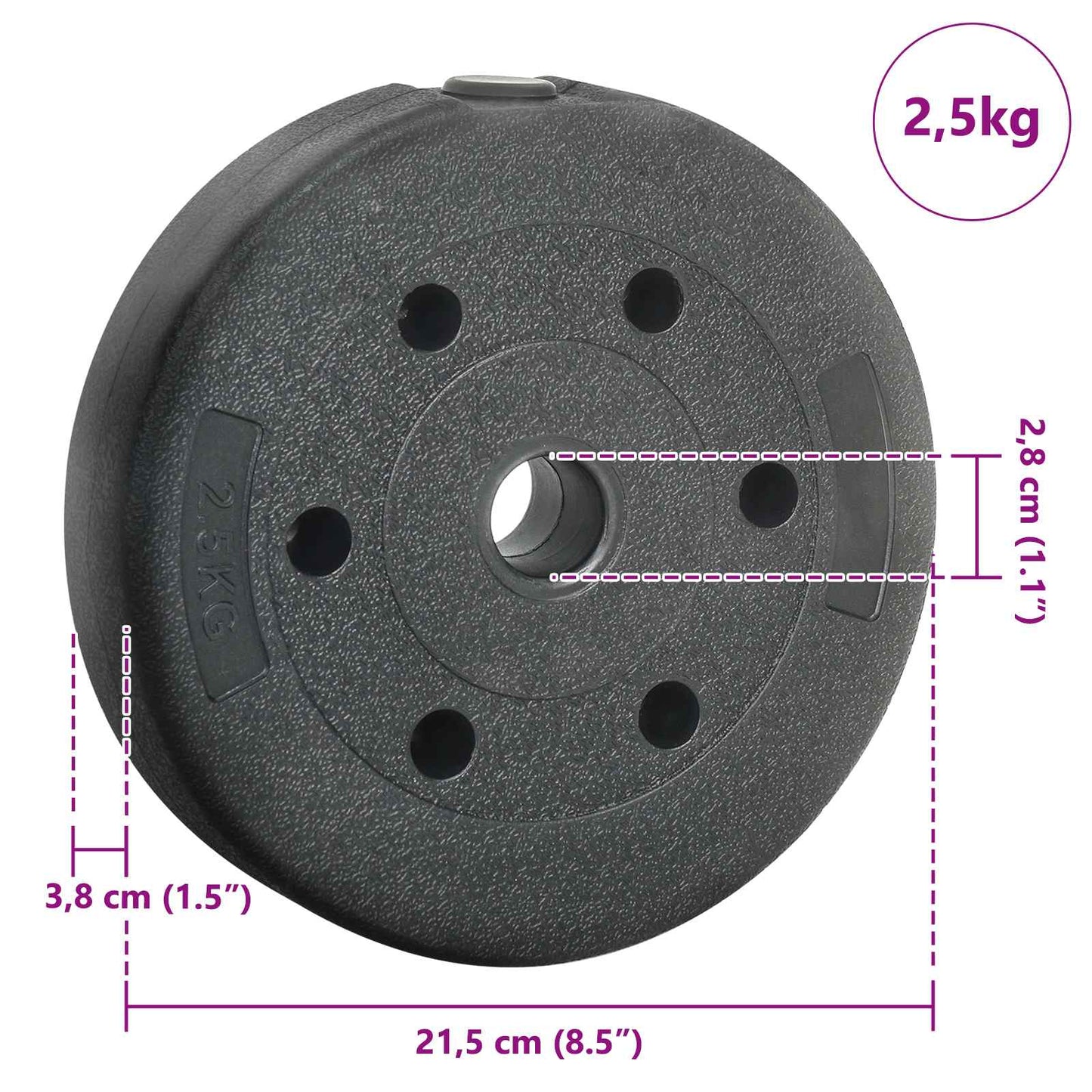 Súlylemezek 4 pcs 10 kg Fekete Cement és vas homok