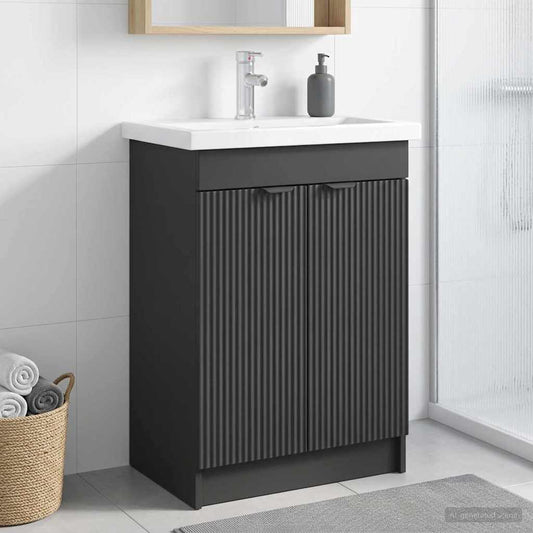 Fürdőszobai Mosdó Alatti Szekrény Fekete 78,5 x 37,5 x 81 cm
