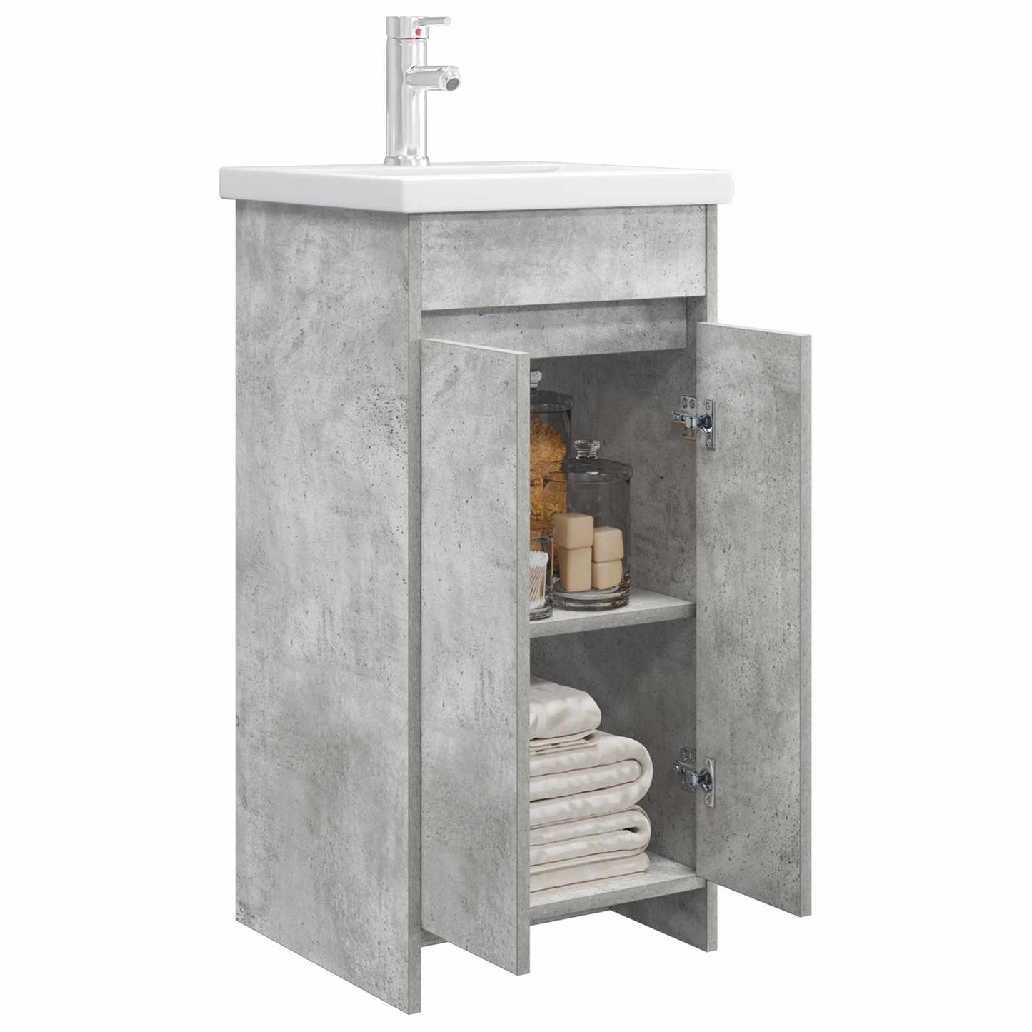 Fürdőszobai pult mosdóval Betonszürke 42 x 40 x 84,5 cm