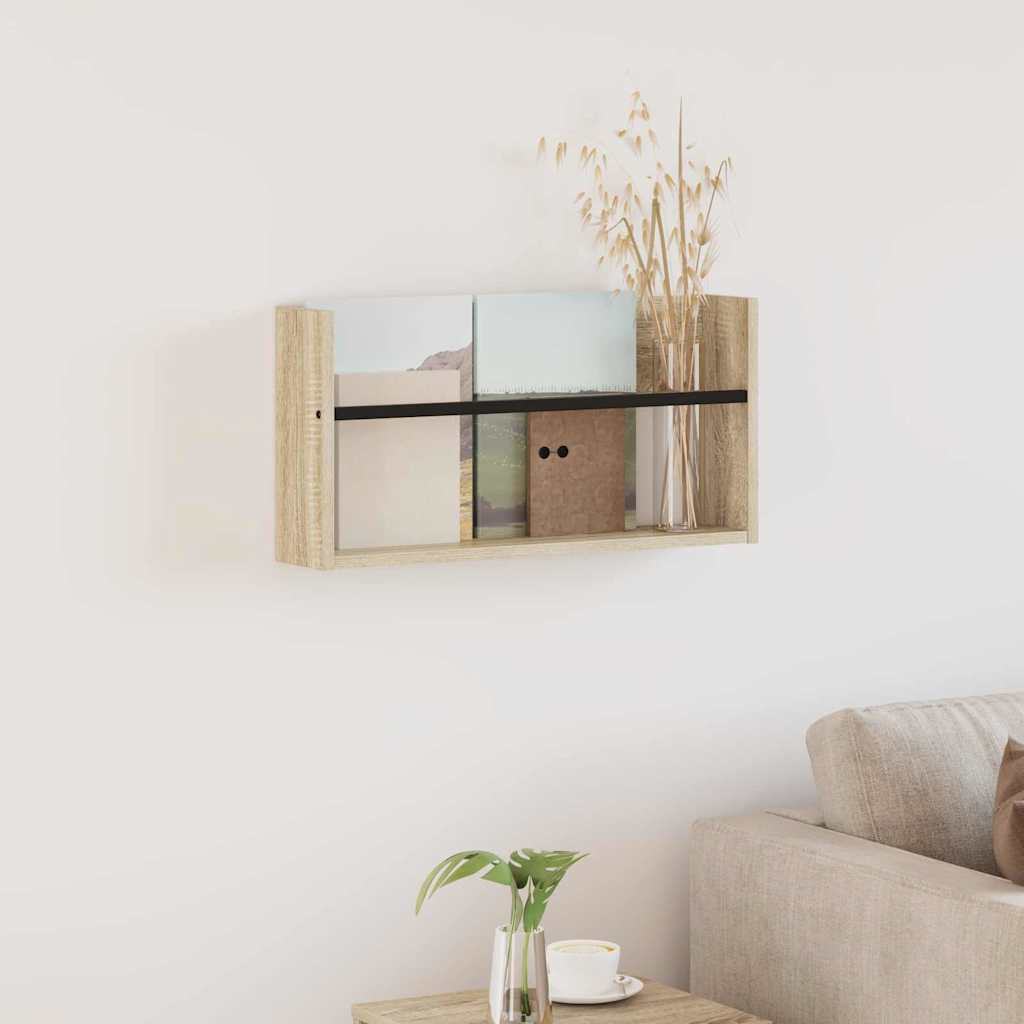 Magazin állvány polcokkal Sonoma tölgy 60 x 12 x 30 cm Faanyag