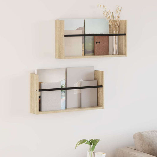 Magazin állvány 2 pcs Sonoma tölgy 60 x 12 x 30 cm Faanyag