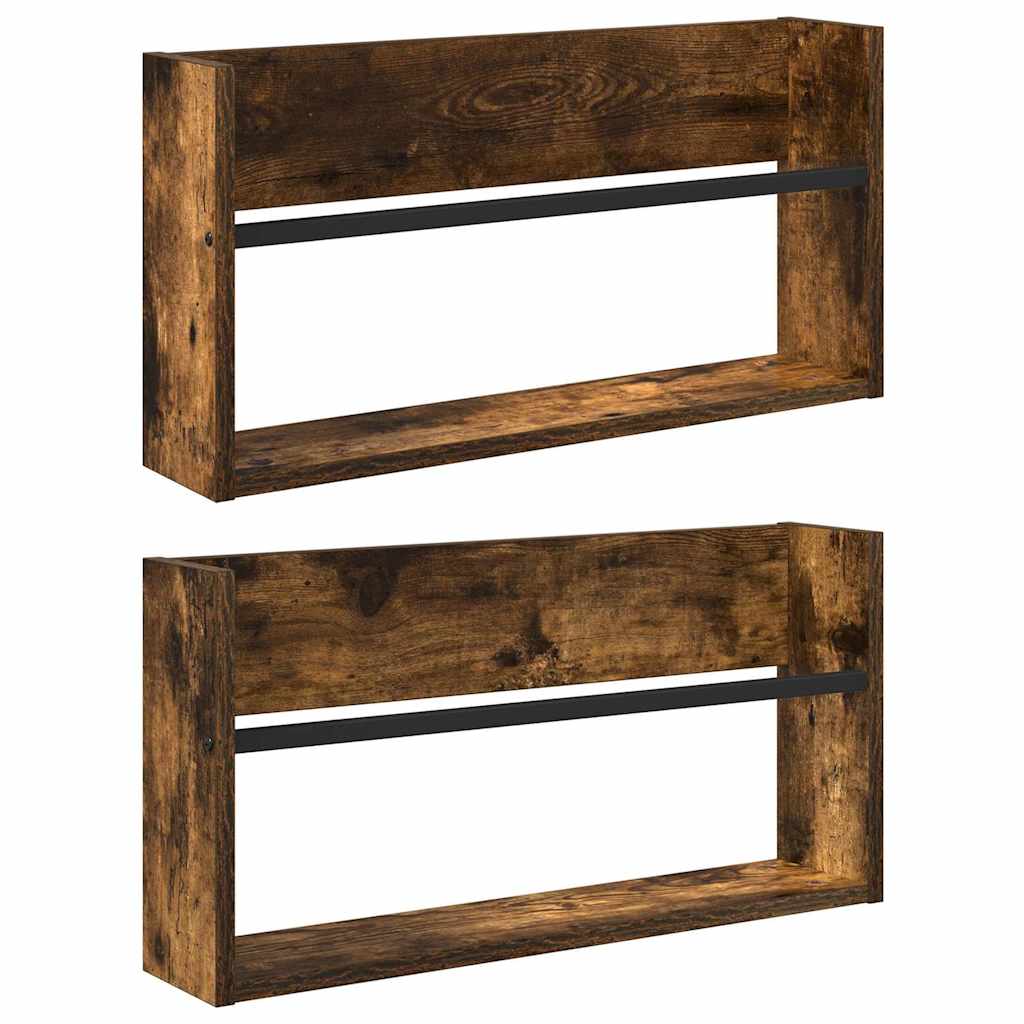 Magazin állvány 2 db Füstölt tölgy 60 x 12 x 30 cm Szerelt Fa