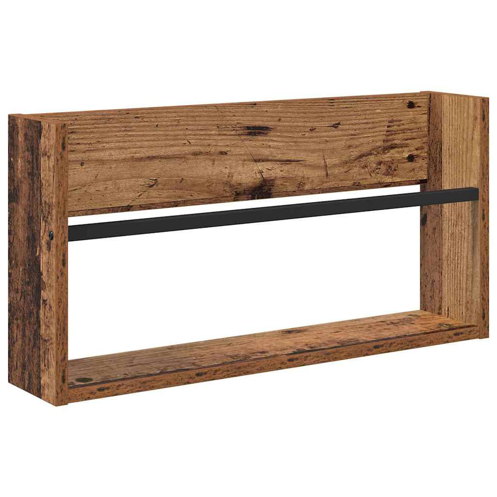 Magazin állvány 2 db Öreg fa 60 x 12 x 30 cm Szerelt Fa