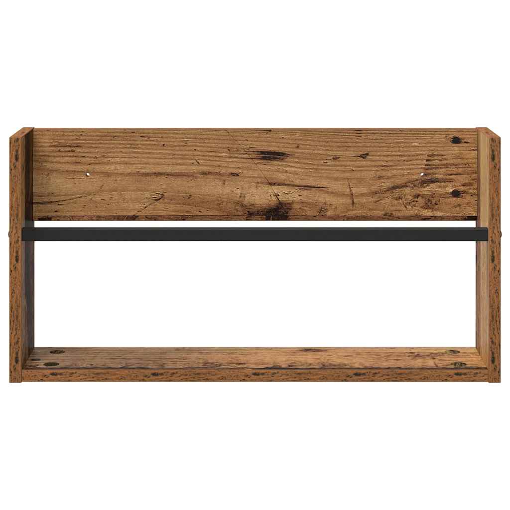 Magazin állvány 2 db Öreg fa 60 x 12 x 30 cm Szerelt Fa