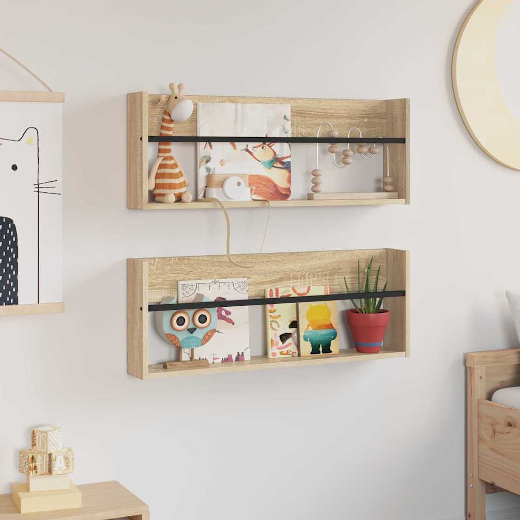 Magazin állvány 2 db Sonoma tölgy 80 x 12 x 30 cm Szerelt Fa