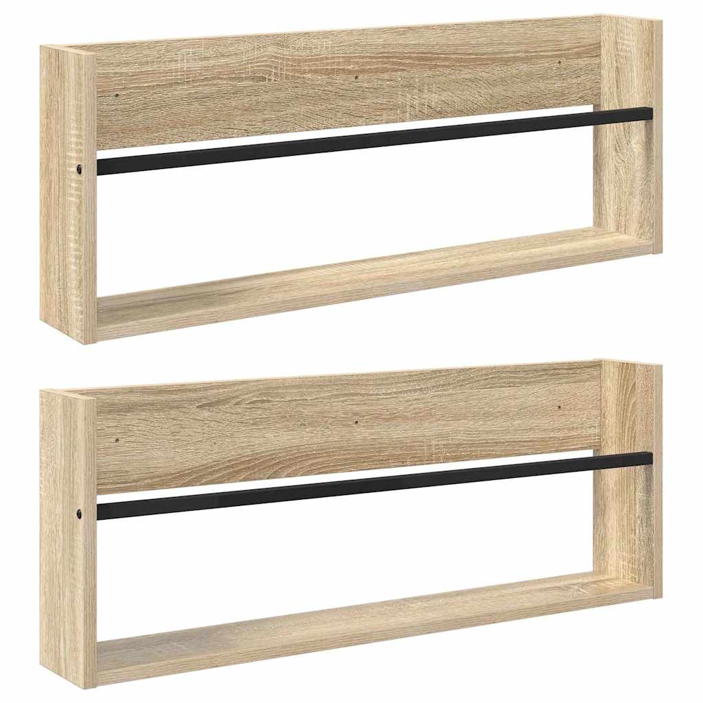 Magazin állvány 2 db Sonoma tölgy 80 x 12 x 30 cm Szerelt Fa