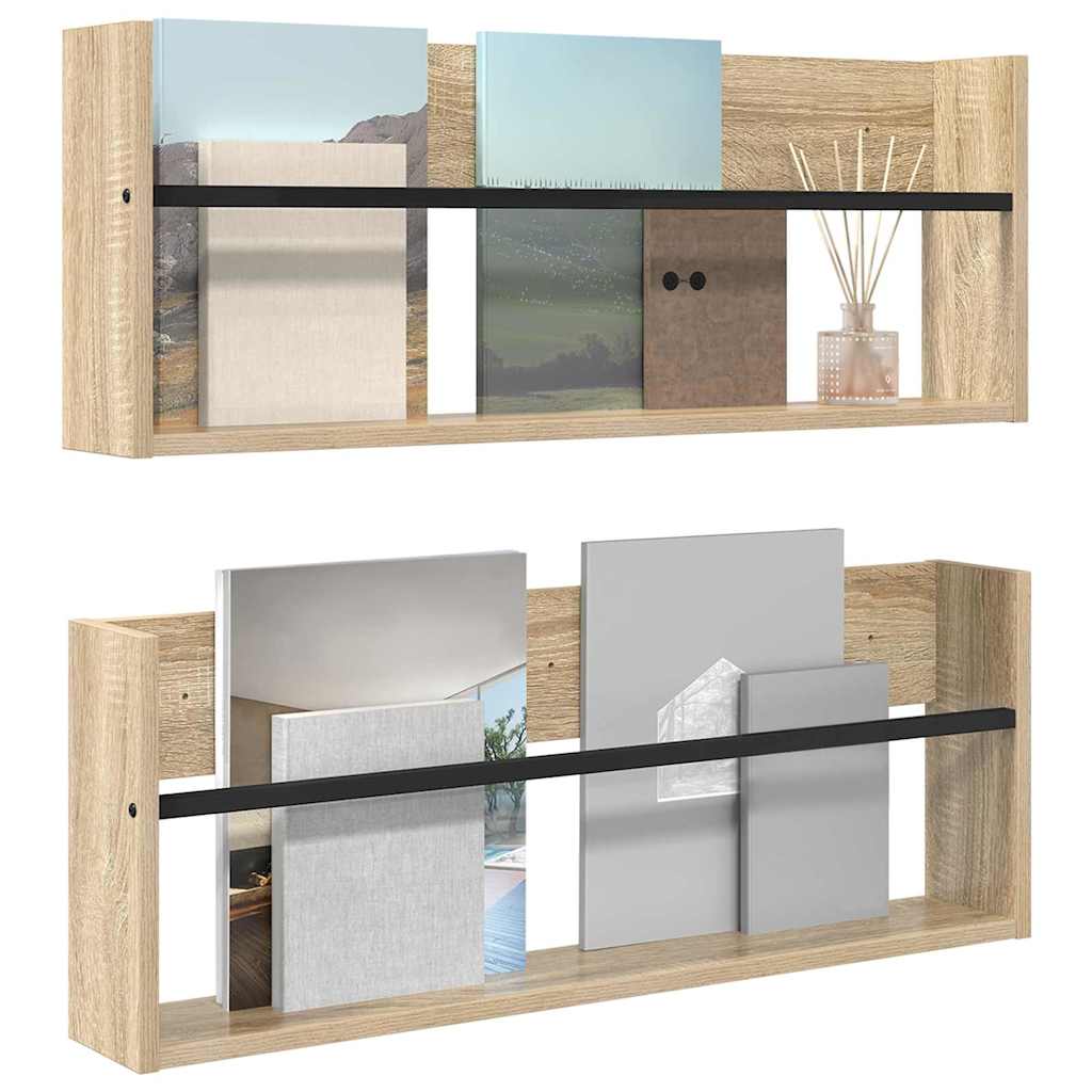 Magazin állvány 2 db Sonoma tölgy 80 x 12 x 30 cm Szerelt Fa