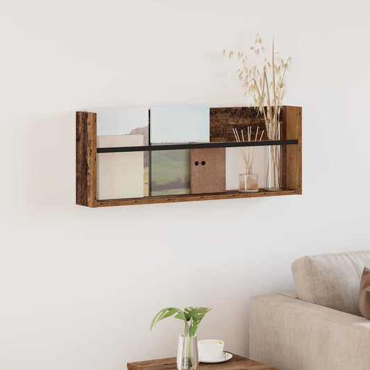 Magazin állvány polcokkal Öreg fa 80 x 12 x 30 cm Faanyag