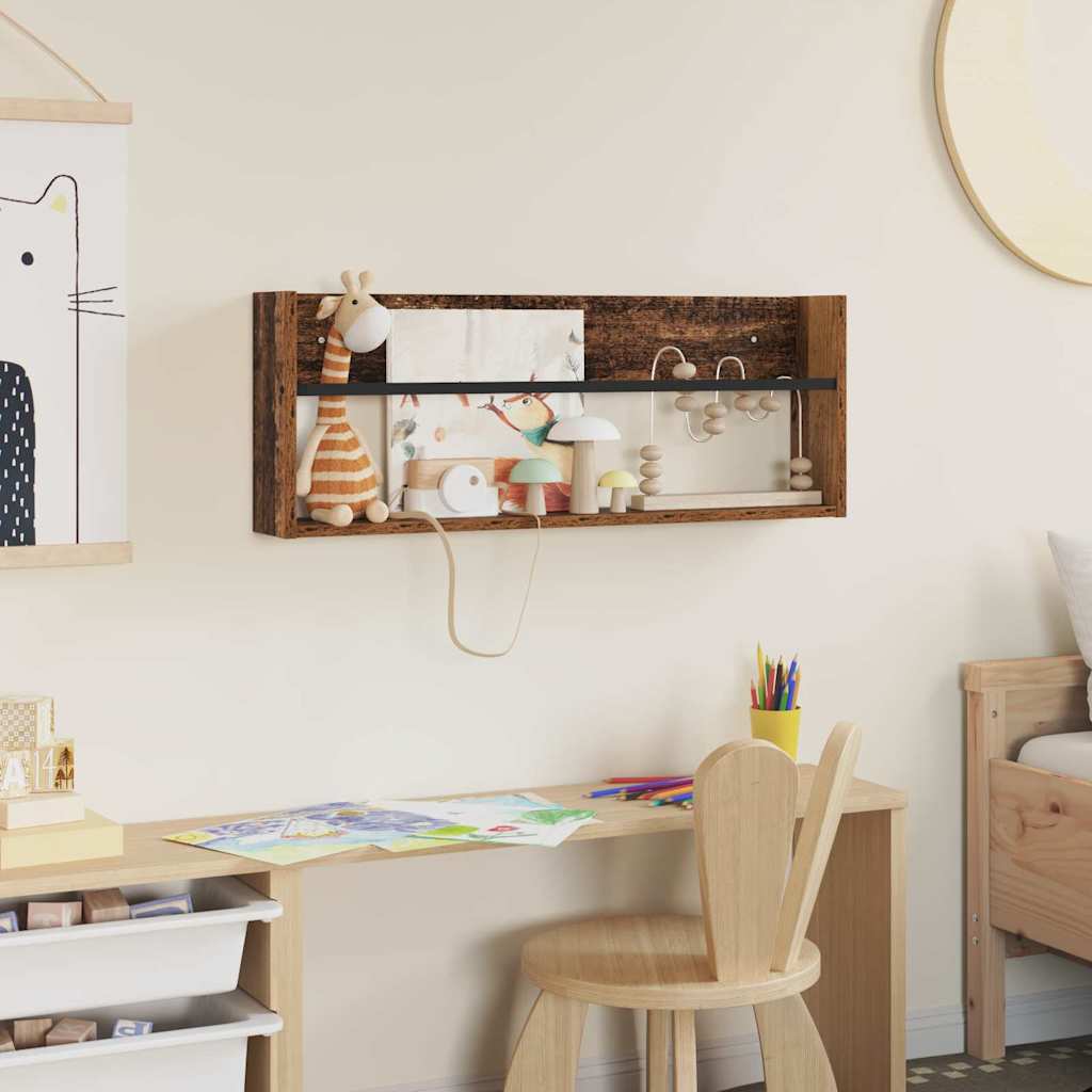 Magazin állvány polcokkal Öreg fa 80 x 12 x 30 cm Faanyag