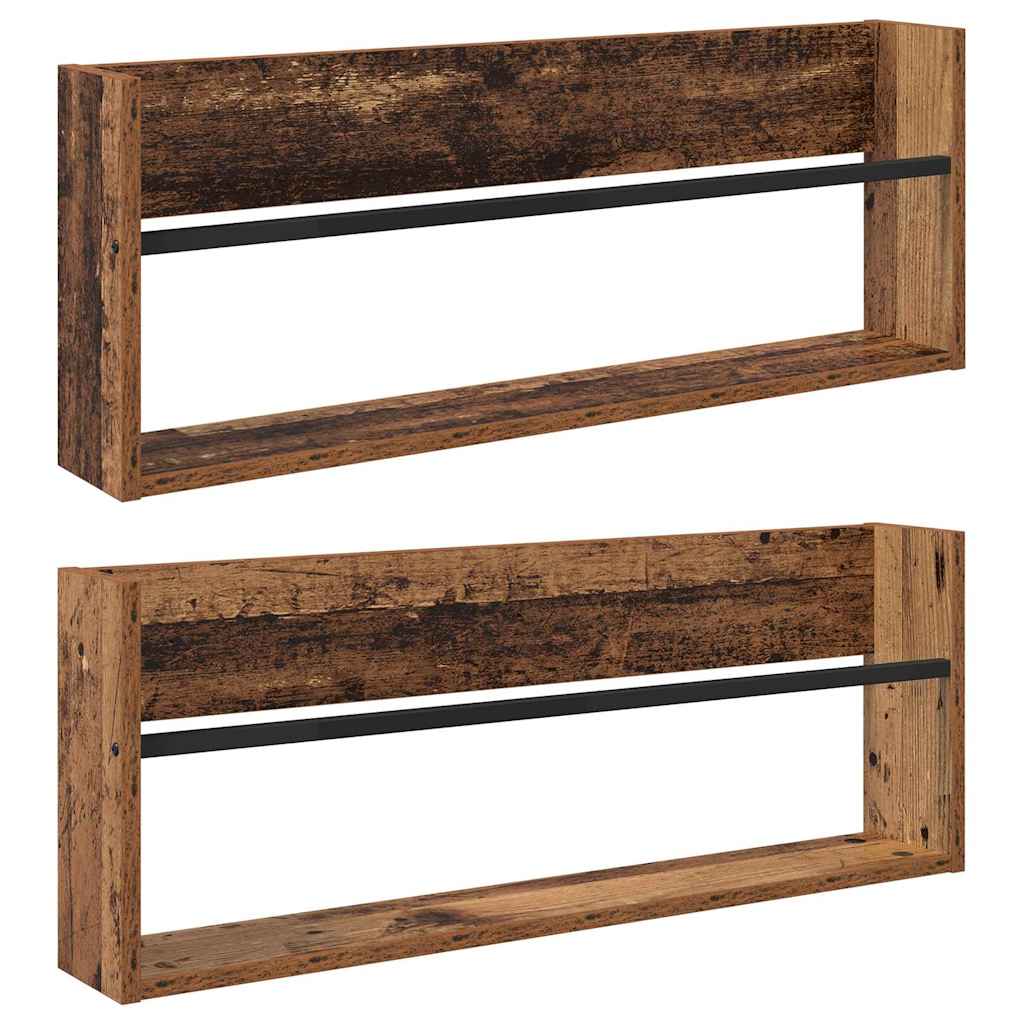 Magazin állvány 2 db Öreg fa 80 x 12 x 30 cm Szerelt Fa