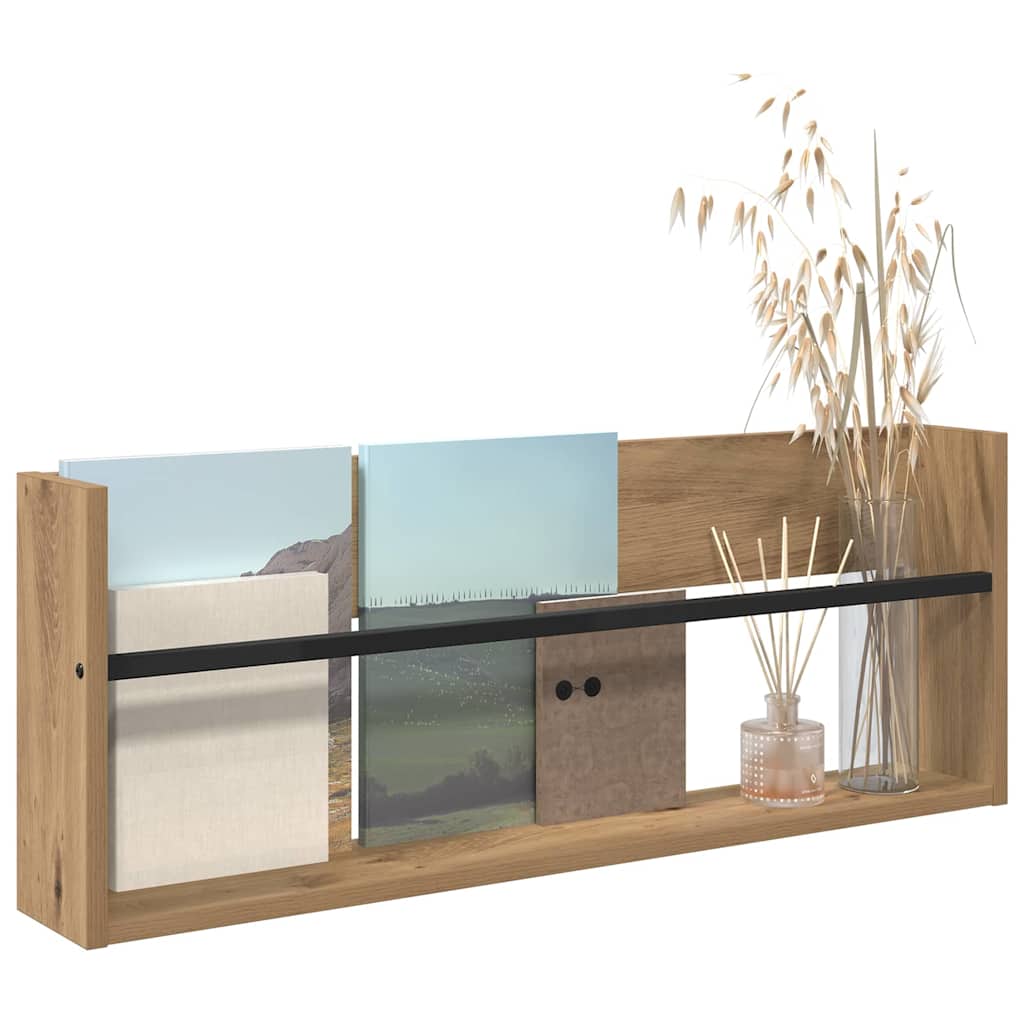 Magazin állvány polcokkal Artisan tölgy 80 x 12 x 30 cm Faanyag