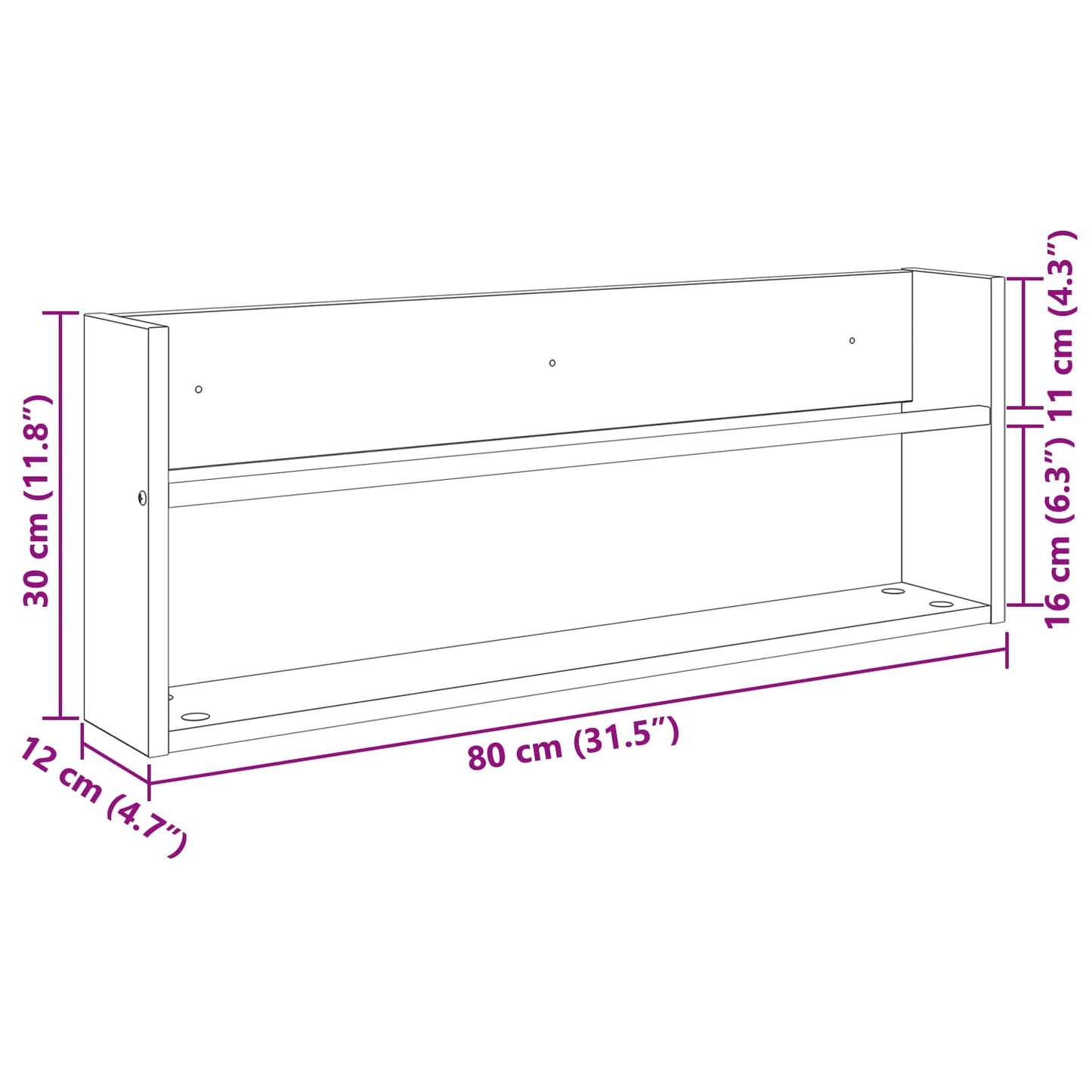 Magazin állvány polcokkal Artisan tölgy 80 x 12 x 30 cm Faanyag