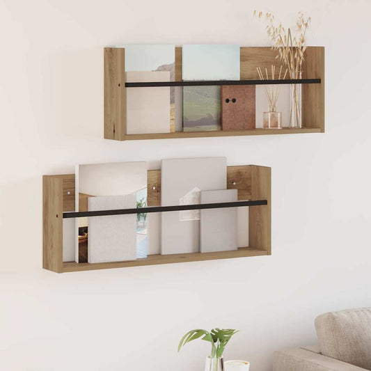 Magazin állvány 2 pcs Artisan tölgy 80 x 12 x 30 cm Faanyag