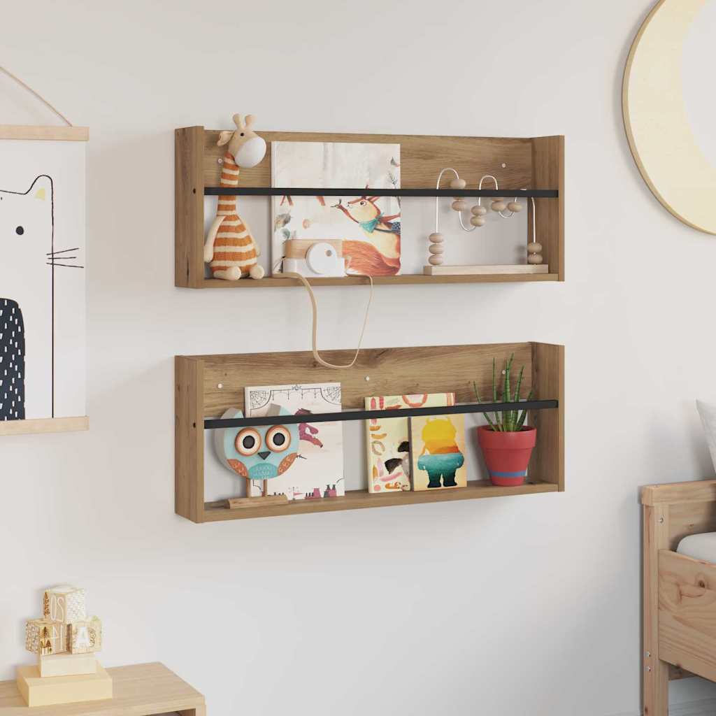 Magazin állvány 2 db Artisan tölgy 80 x 12 x 30 cm Szerelt Fa