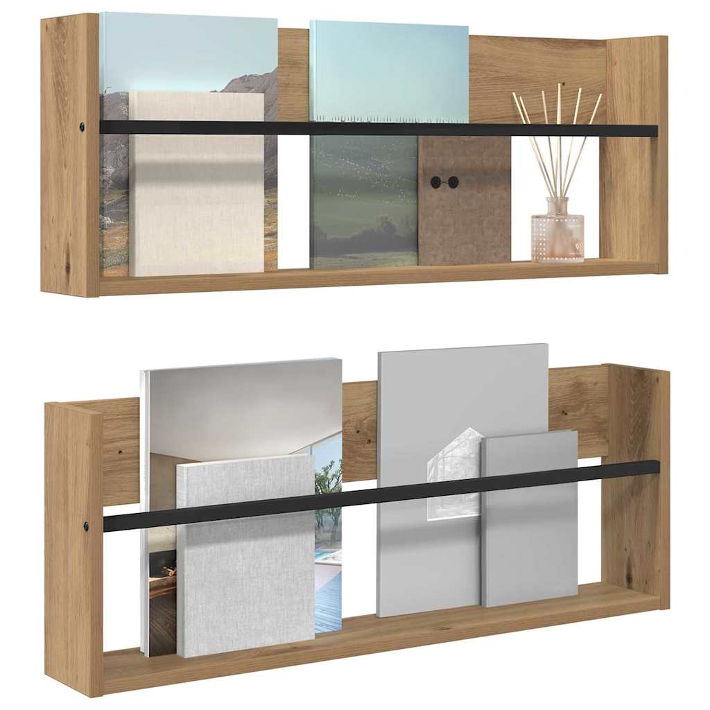 Magazin állvány 2 db Artisan tölgy 80 x 12 x 30 cm Szerelt Fa