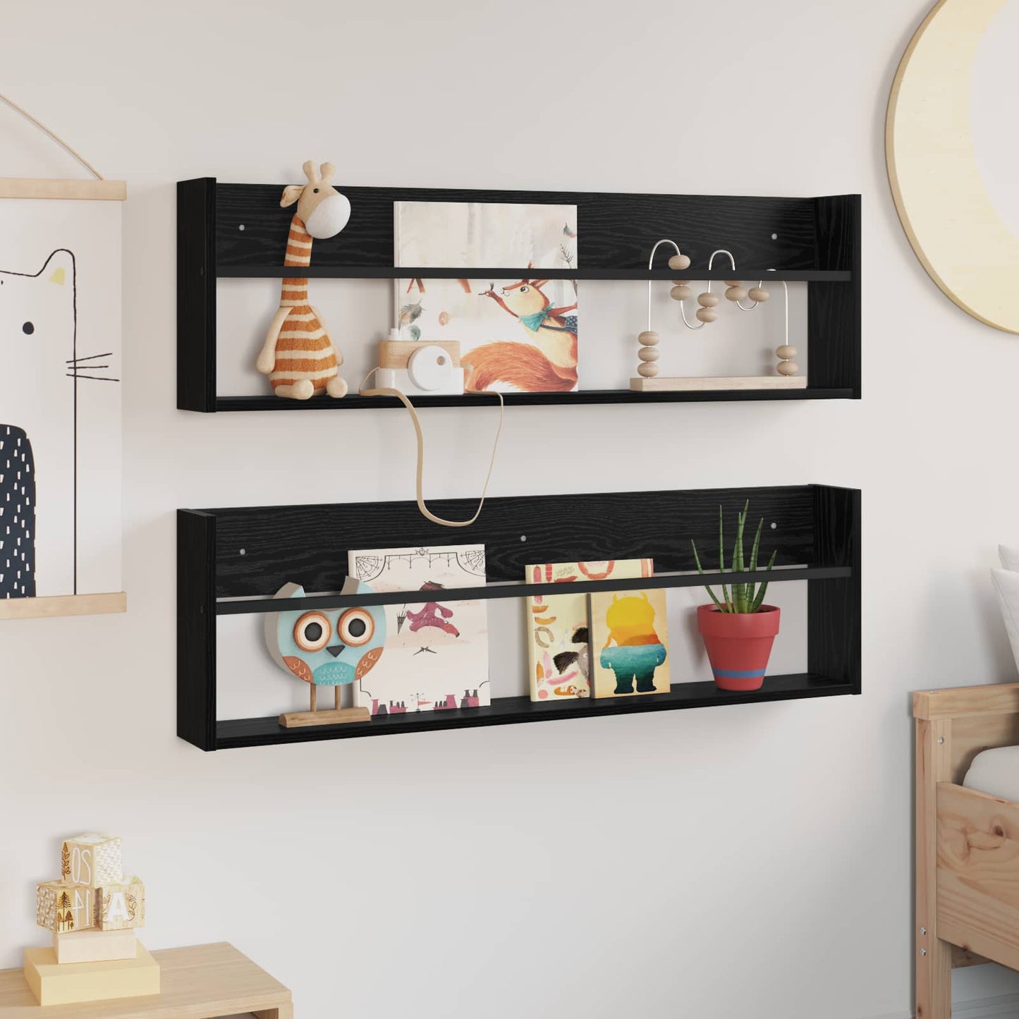 Magazin állvány 2 db Fekete tölgy 100 x 12 x 30 cm Szerelt Fa