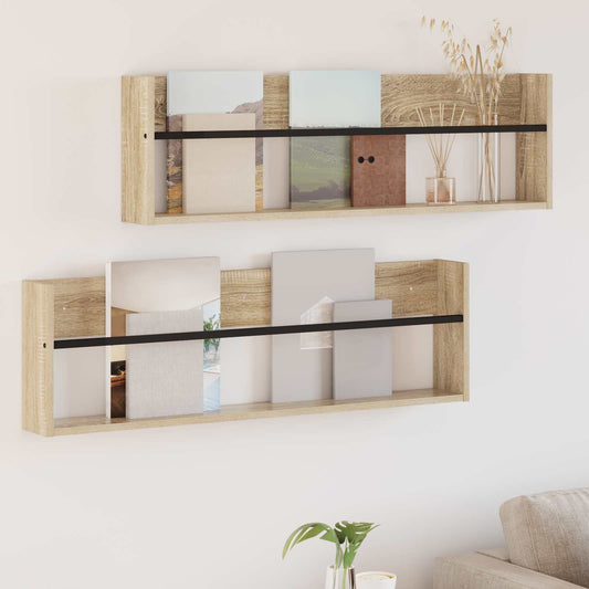 Magazin állvány 2 pcs Sonoma tölgy 100 x 12 x 30 cm Faanyag