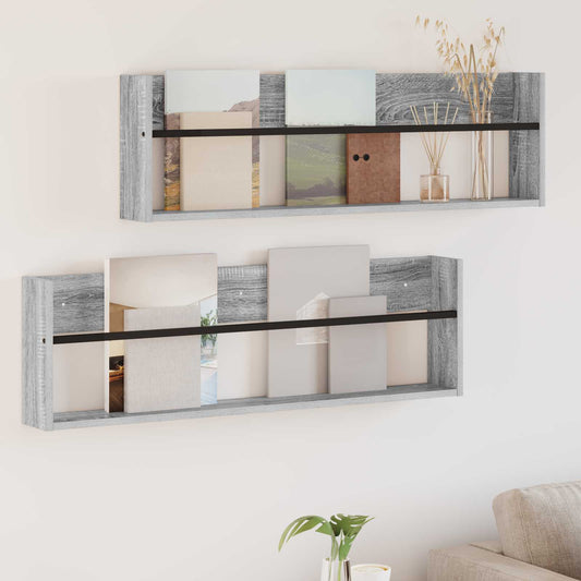 Magazin állvány 2 pcs Szürke Sonoma 100 x 12 x 30 cm Faanyag