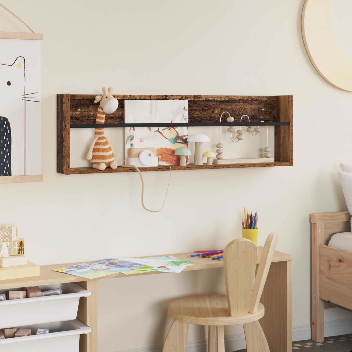 Magazin állvány polcokkal Öreg fa 100 x 12 x 30 cm Szerelt Fa