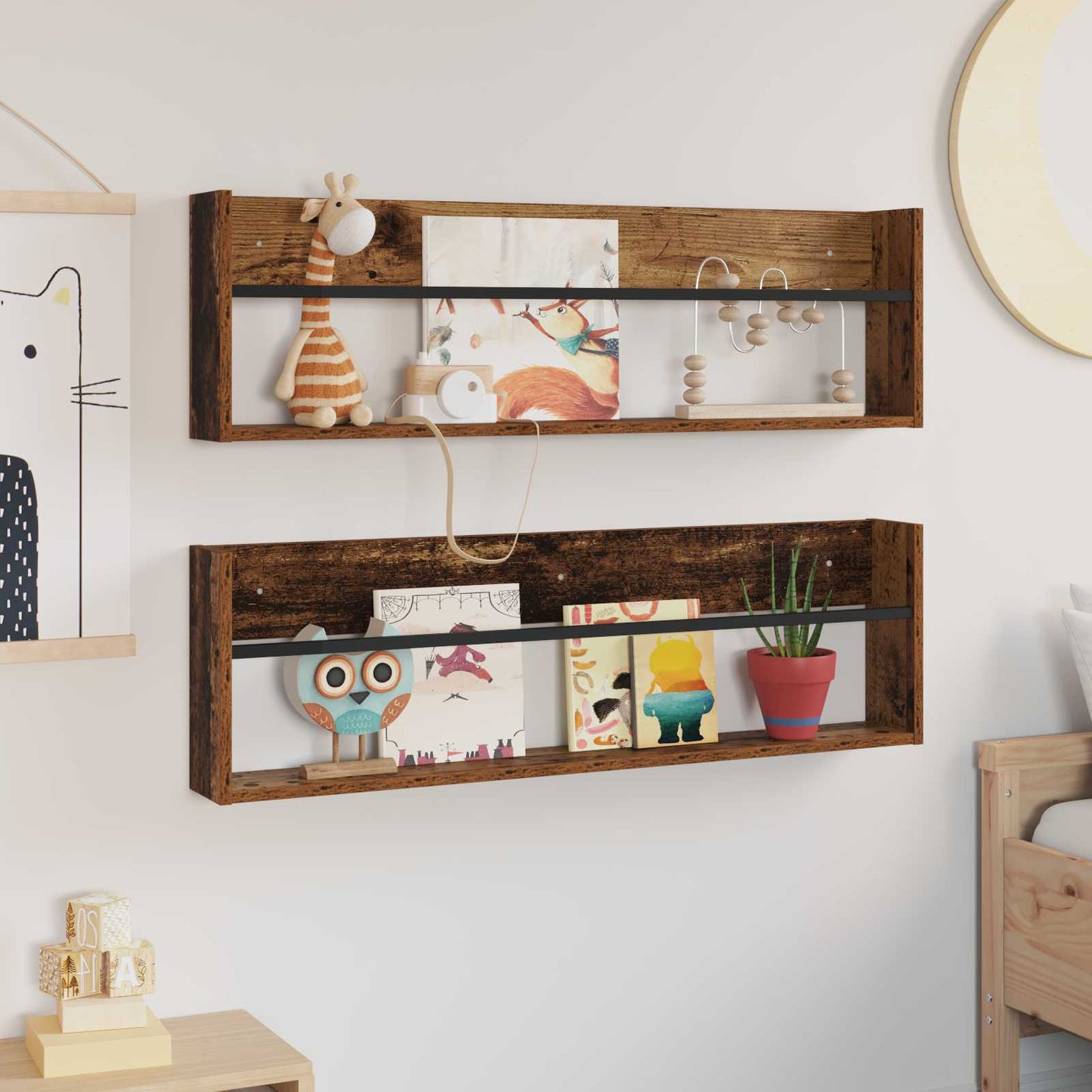 Magazin állvány 2 pcs Öreg fa 100 x 12 x 30 cm Faanyag