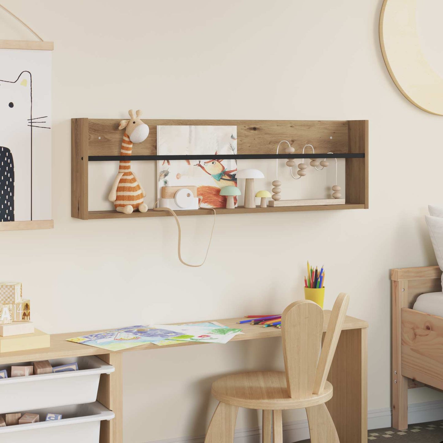 Magazin állvány Artisan tölgy 100 x 12 x 30 cm Szerelt Fa