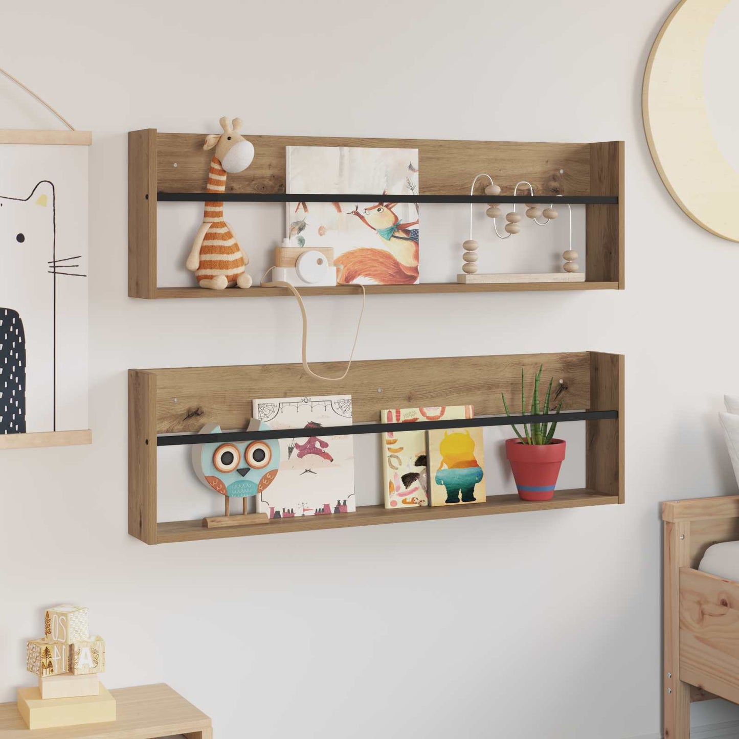 Magazin állvány 2 db Artisan tölgy 100 x 12 x 30 cm Szerelt Fa