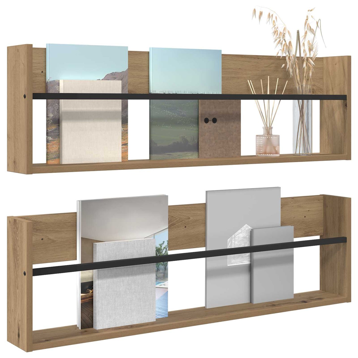 Magazin állvány 2 db Artisan tölgy 100 x 12 x 30 cm Szerelt Fa