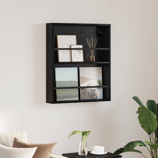 Magazin állvány polcokkal Fekete tölgy 60 x 12 x 70 cm Faanyag