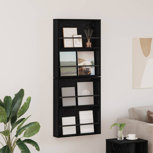 Magazin állvány 2 pcs Fekete tölgy 60 x 12 x 70 cm Faanyag