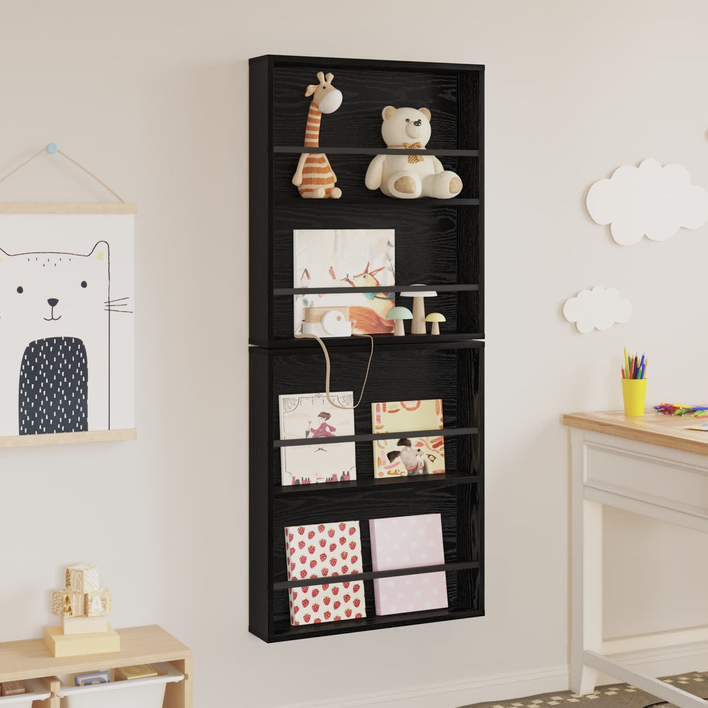 Magazin állvány 2 db Fekete tölgy 60 x 12 x 70 cm Szerelt Fa