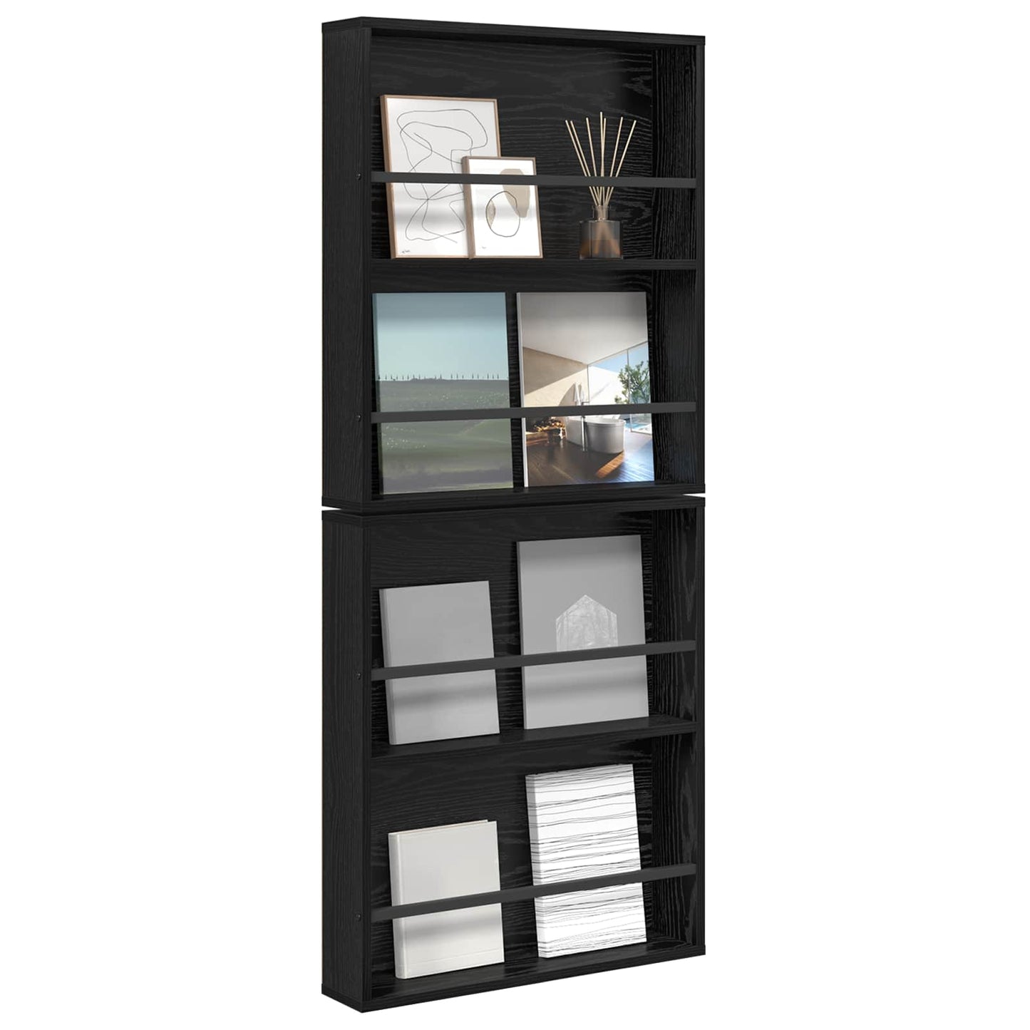 Magazin állvány 2 db Fekete tölgy 60 x 12 x 70 cm Szerelt Fa