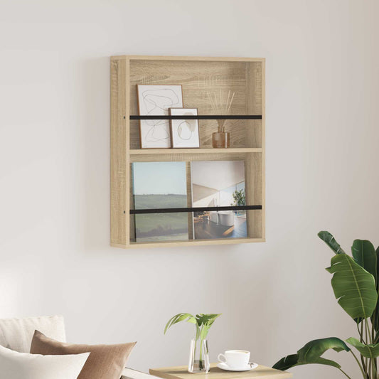 Magazin állvány polcokkal Sonoma tölgy 60 x 12 x 70 cm Faanyag