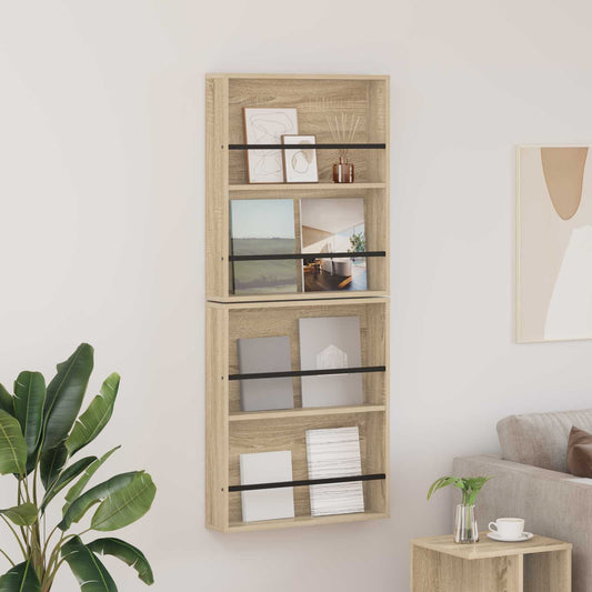 Magazin állvány 2 pcs Sonoma tölgy 60 x 12 x 70 cm Faanyag