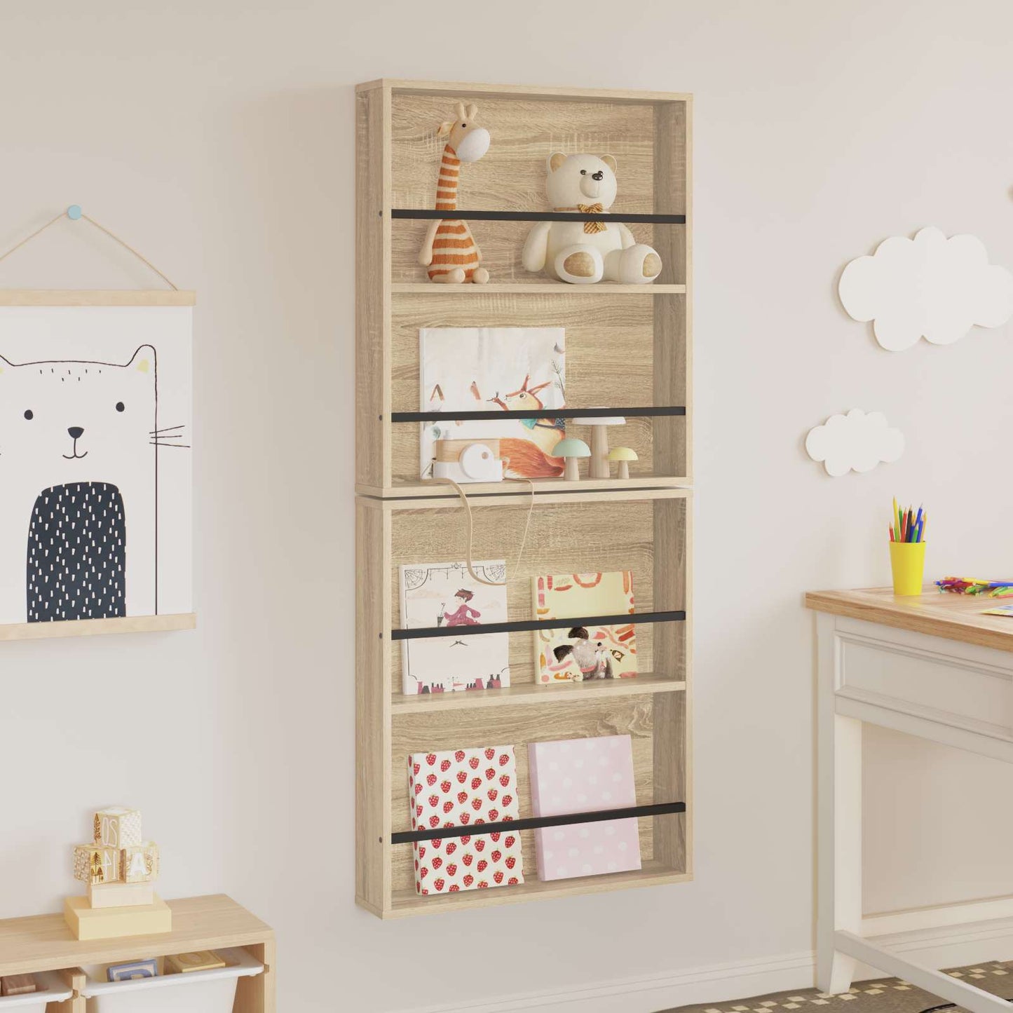 Magazin állvány 2 db Sonoma tölgy 60 x 12 x 70 cm Szerelt Fa