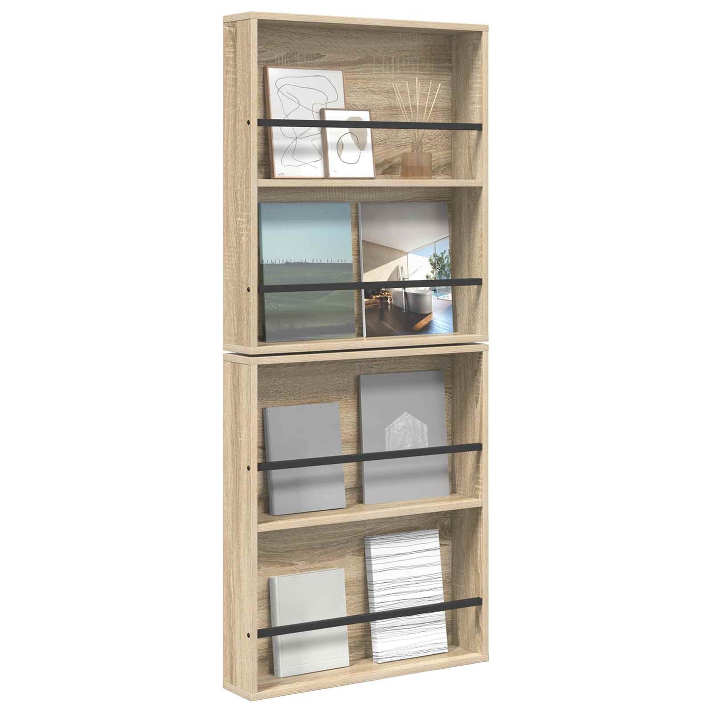 Magazin állvány 2 db Sonoma tölgy 60 x 12 x 70 cm Szerelt Fa