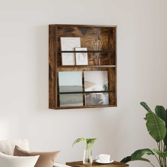 Magazin állvány polcokkal Füstölt tölgy 60 x 12 x 70 cm Faanyag