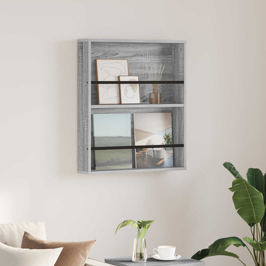 Magazin állvány polcokkal Szürke Sonoma 60 x 12 x 70 cm Faanyag