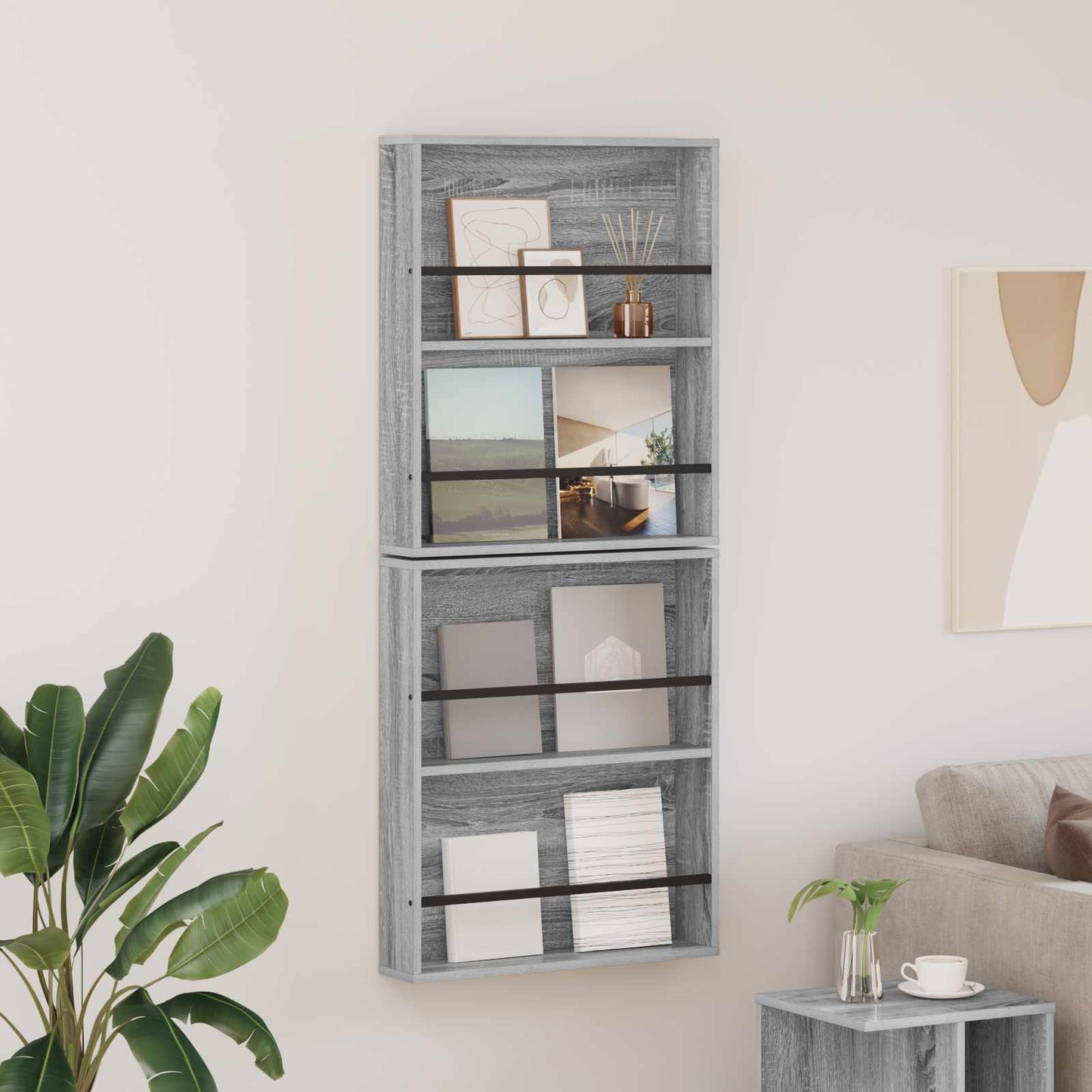 Magazin állvány 2 db Szürke Sonoma 60 x 12 x 70 cm Szerelt Fa