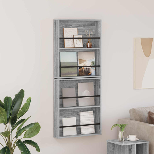 Magazin állvány 2 pcs Szürke Sonoma 60 x 12 x 70 cm Faanyag