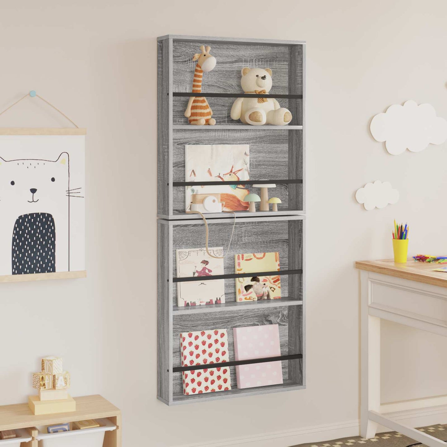 Magazin állvány 2 db Szürke Sonoma 60 x 12 x 70 cm Szerelt Fa