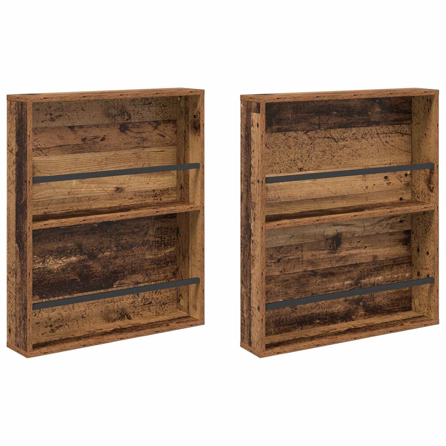 Magazin állvány 2 db Öreg fa 60 x 12 x 70 cm Szerelt Fa